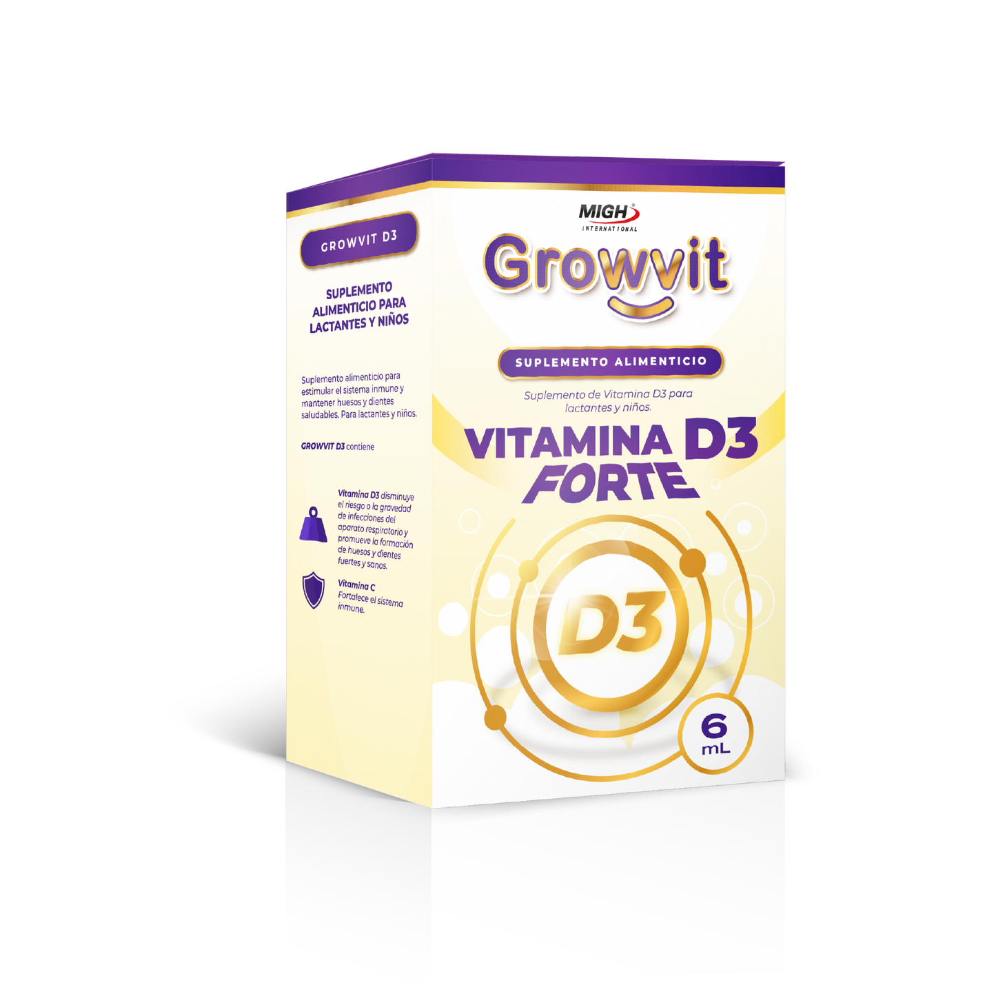 GROWVIT® D3 FORTE Gotas - Suplemento de Vitamina D3 y C para Bebés y Niños | Sistema Inmune