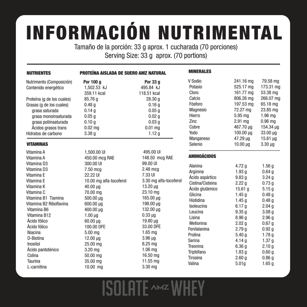 Proteína aislada AMZ Isolate Whey Natural 2.310 kg