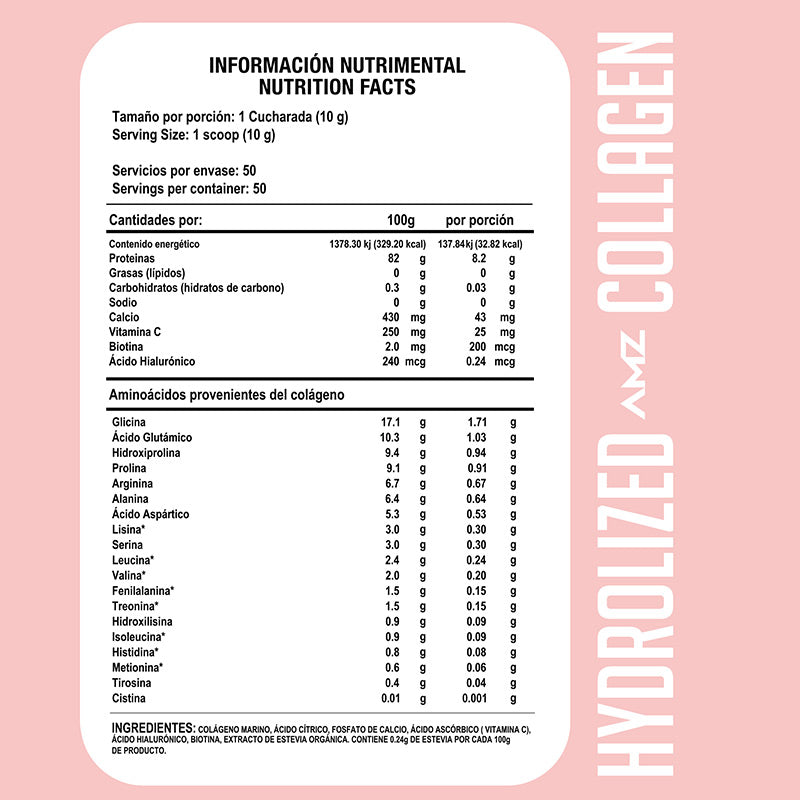 Colágeno hidrolizado AMZ Hydrolized Collagen 500 g