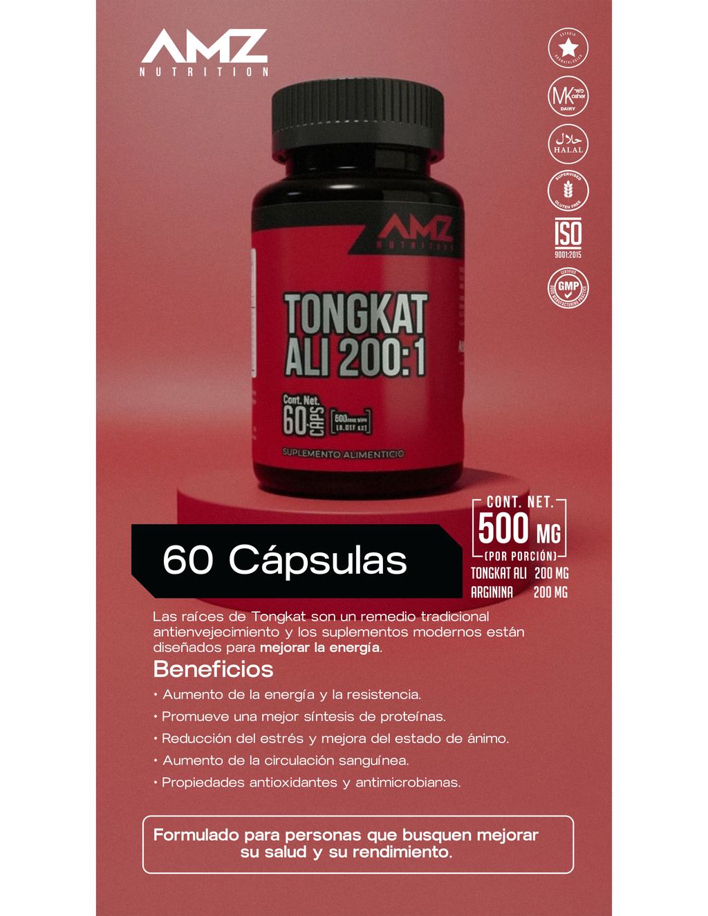 AMZ Tongkat Ali 200:1 60 cápsulas