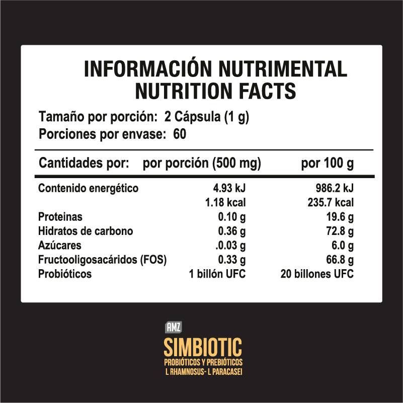 Probióticos y prebióticos AMZ Simbiotic 60 cápsulas