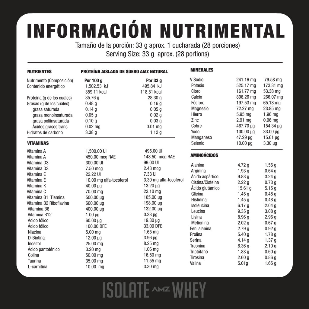 Proteína aislada AMZ Isolate Whey Natural 925 g