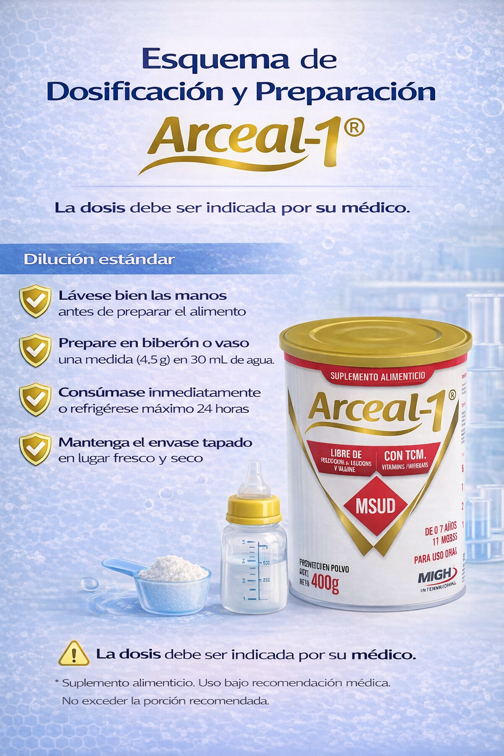 Arceal-1® | Soporte nutricional para enfermedad de orina con olor a jarabe de arce (MSUD / ARCE)