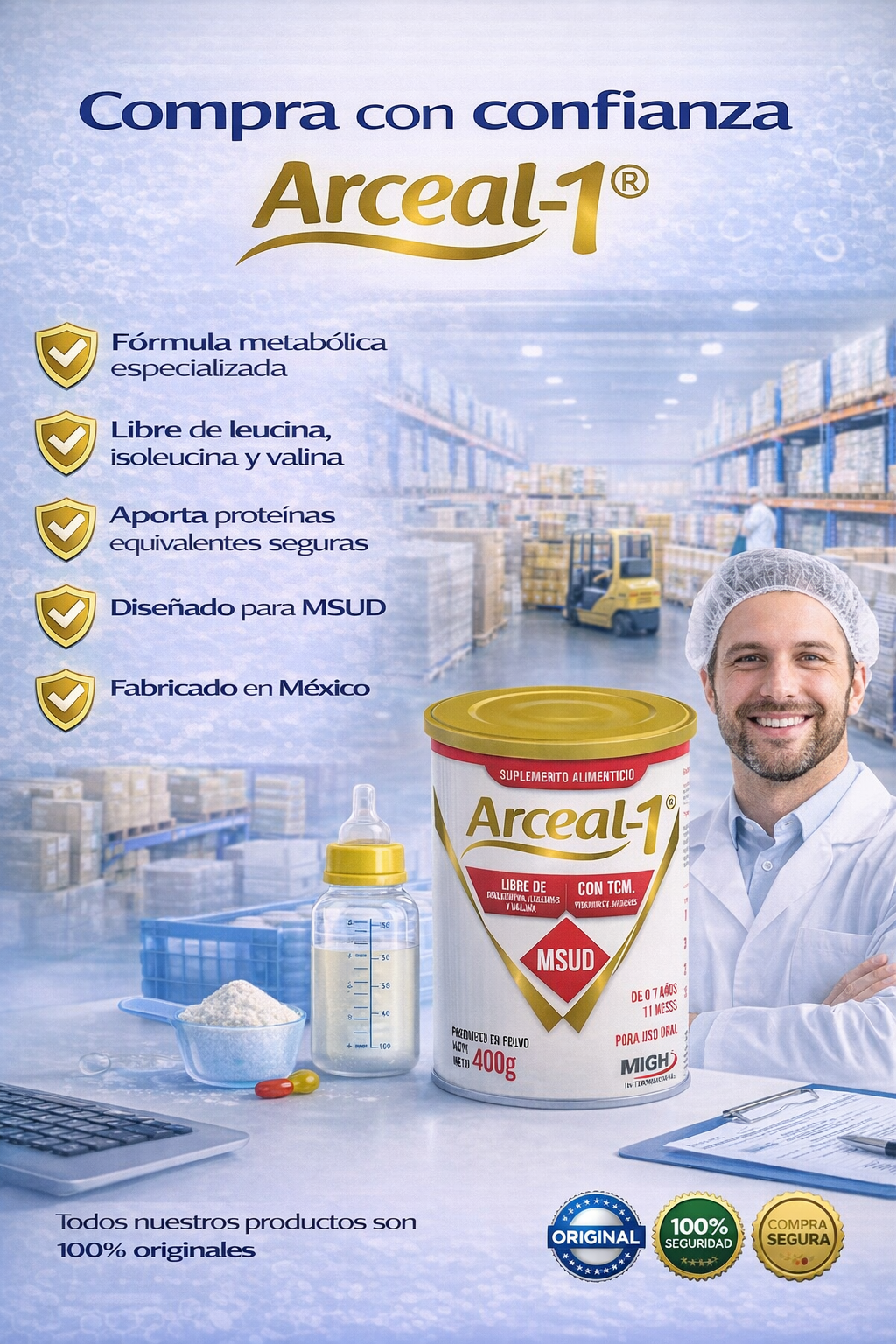 Arceal-1® | Soporte nutricional para enfermedad de orina con olor a jarabe de arce (MSUD / ARCE)