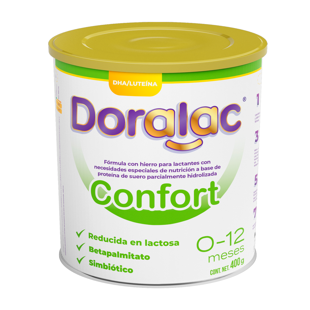 Doralac Confort 400 g | Fórmula parcialmente hidrolizada de 0 a 12 meses