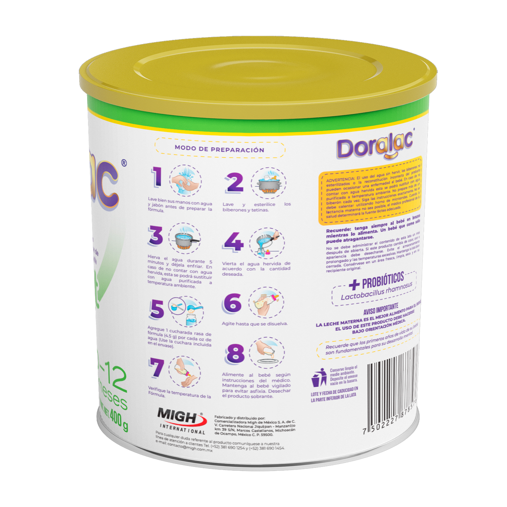 Doralac Confort 400 g | Fórmula parcialmente hidrolizada de 0 a 12 meses