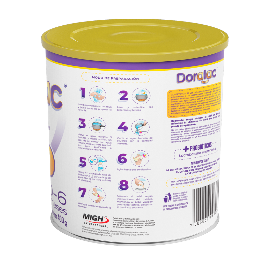 DORALAC® 1 - Fórmula Infantil con Probióticos y hierro para Lactantes (0-6 meses) | Nutrición Completa