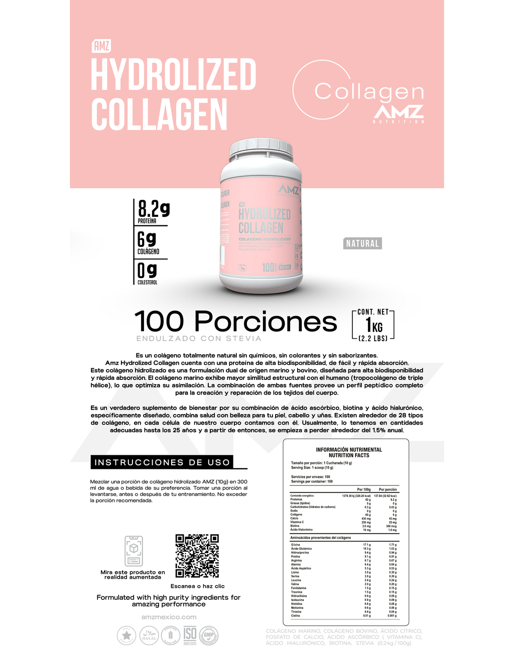 Colágeno hidrolizado AMZ Hydrolized Collagen 1 kg