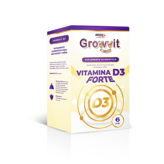 GROWVIT® D3 FORTE Gotas - Suplemento de Vitamina D3 y C para Bebés y Niños | Sistema Inmune